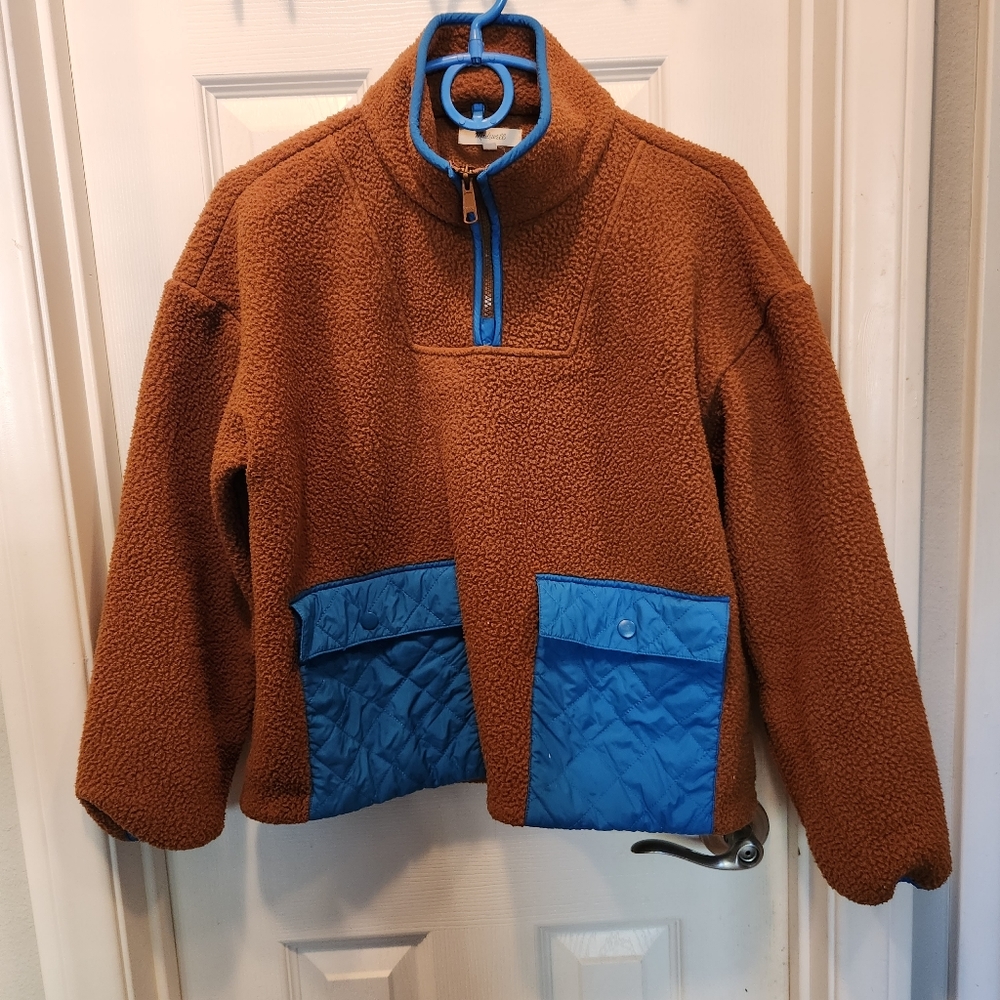 Madewell (Re)sourced Fleece Quilted-Pocket Popover Jacket top size s